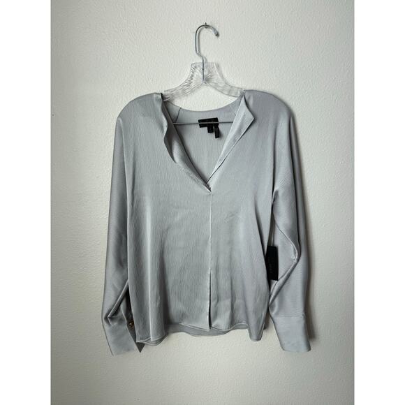 NWT Donna Karan Hammered Satin Top in Silver Size XS - Picture 3 of 9